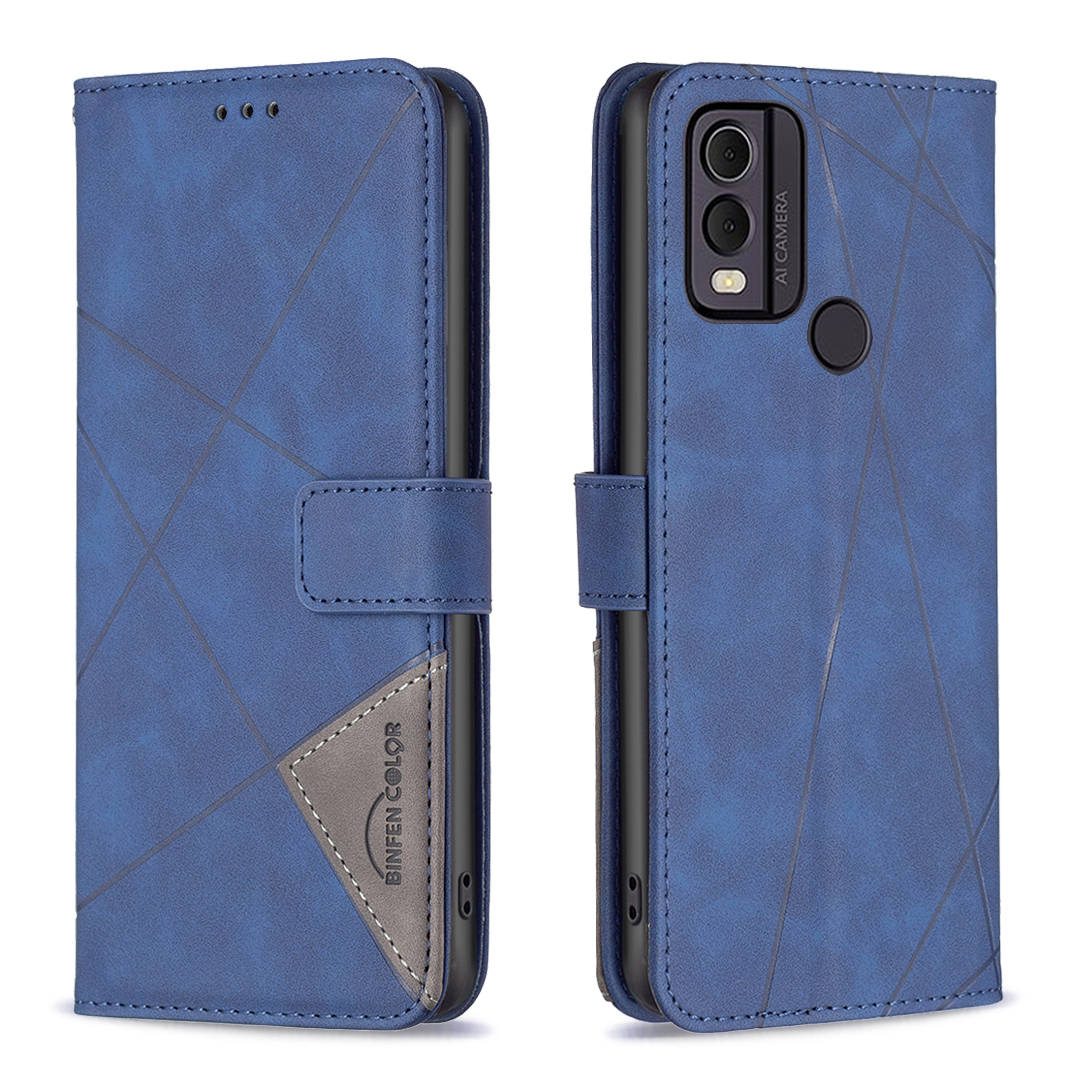 

Binfen Farbe BF05 Für Nokia C22 Stand Flip Hülle PU Leder Eingeprägter Brieftaschenschutz Telefonabdeckung - Blau, Nokia C22