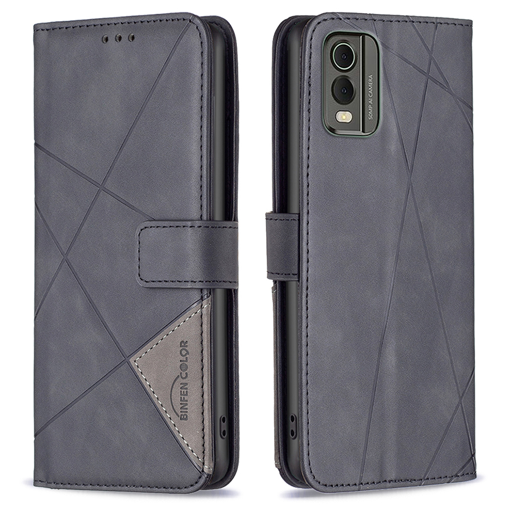 

Binfen Farbe BF05 Für Nokia C32 Geprinktes Flip -ständer Wallet Hülle PU Leder Telefonabdeckung - Schwarz, Nokia C32