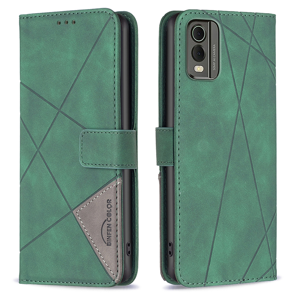 

Binfen Farbe BF05 Für Nokia C32 Geprinktes Flip -ständer Wallet Hülle PU Leder Telefonabdeckung - Grün, Nokia C32