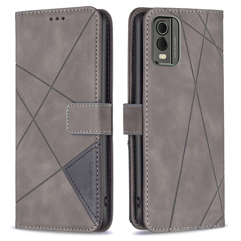 

Binfen Farbe BF05 Für Nokia C32 Geprinktes Flip -ständer Wallet Hülle PU Leder Telefonabdeckung - Grau, Nokia C32
