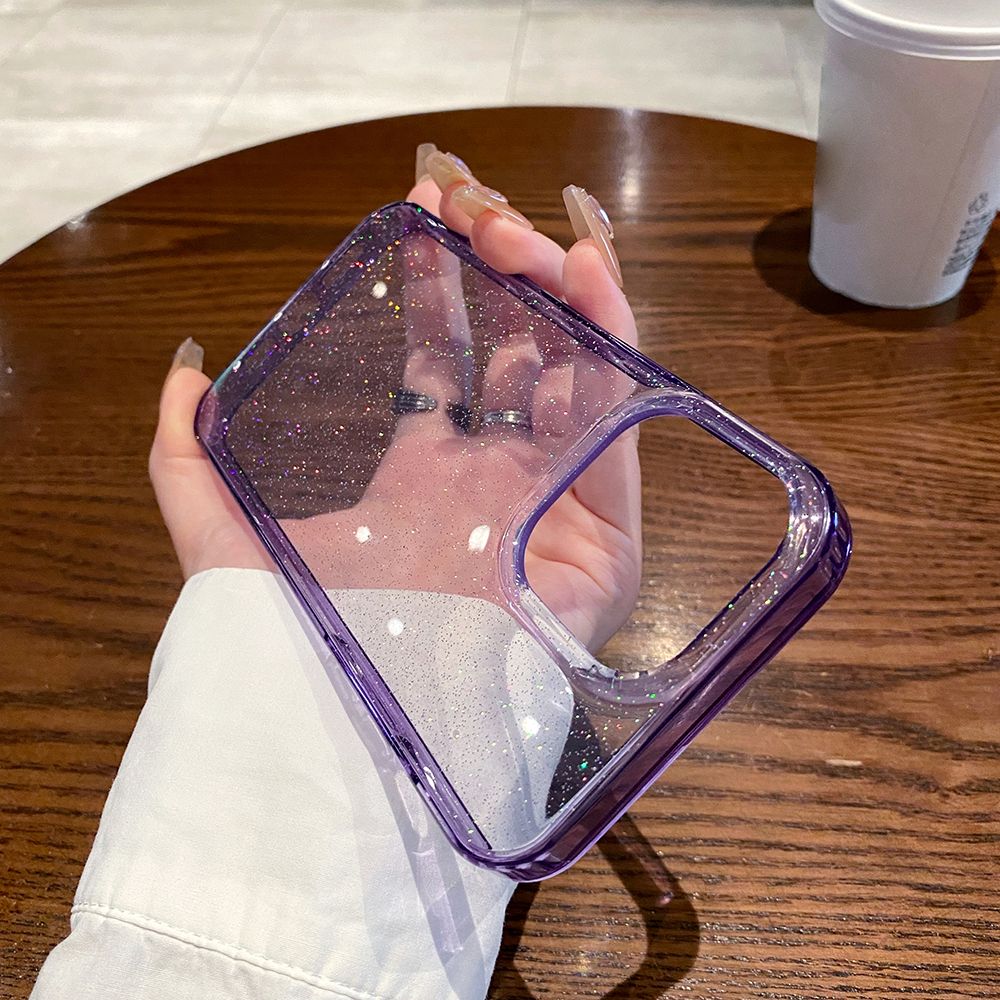 

Für Das Iphone 14 Pro PC+TPU Schocksicheres Schutzhülle Glitzer Pulver Clear IMD -telefonabdeckung - Transparent Lila, iPhone 14 Pro