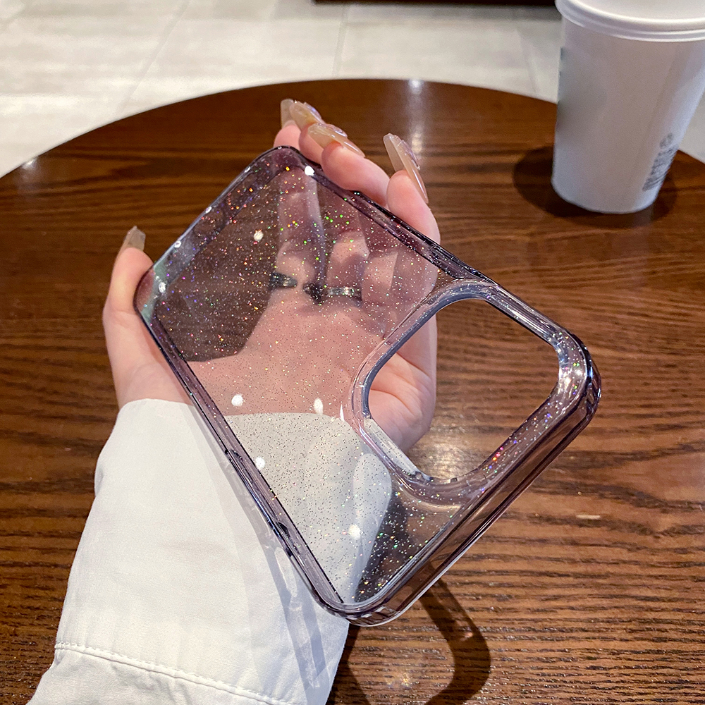 

Für Das Iphone 14 Pro PC+TPU Schocksicheres Schutzhülle Glitzer Pulver Clear IMD -telefonabdeckung - Transparent Grau, iPhone 14 Pro