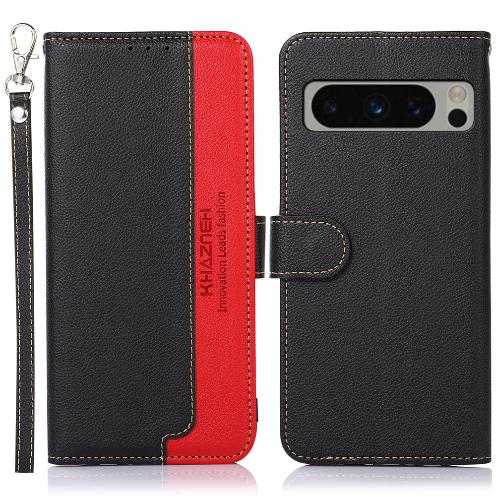 

Khazneh Für Google Pixel 8 Pro RFID Blockieren PU Leder Shell Litchi Textur Wallet Stand Telefonabdeckung - Schwarz, Google Pixel 8 Pro