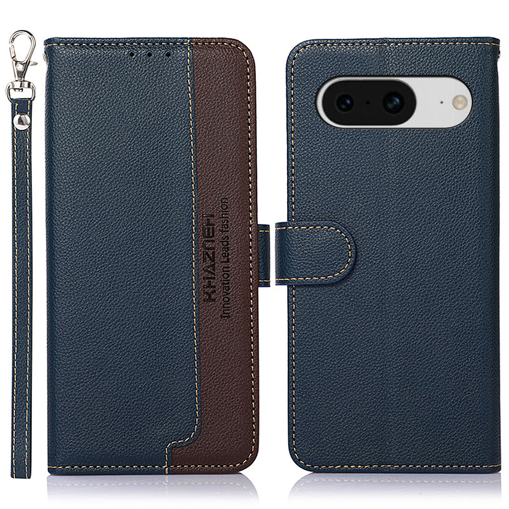 

Khazneh RFID -blockierkoffer Für Google Pixel 8 PU Leder Litchi Textur Wallet Stand Telefonabdeckung - Blau, Google Pixel 8