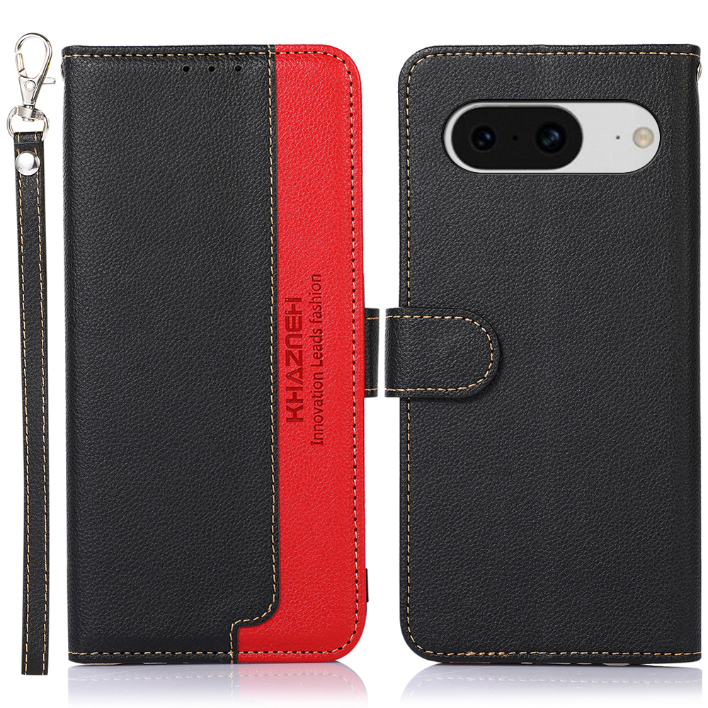 

Khazneh RFID -blockierkoffer Für Google Pixel 8 PU Leder Litchi Textur Wallet Stand Telefonabdeckung - Schwarz, Google Pixel 8