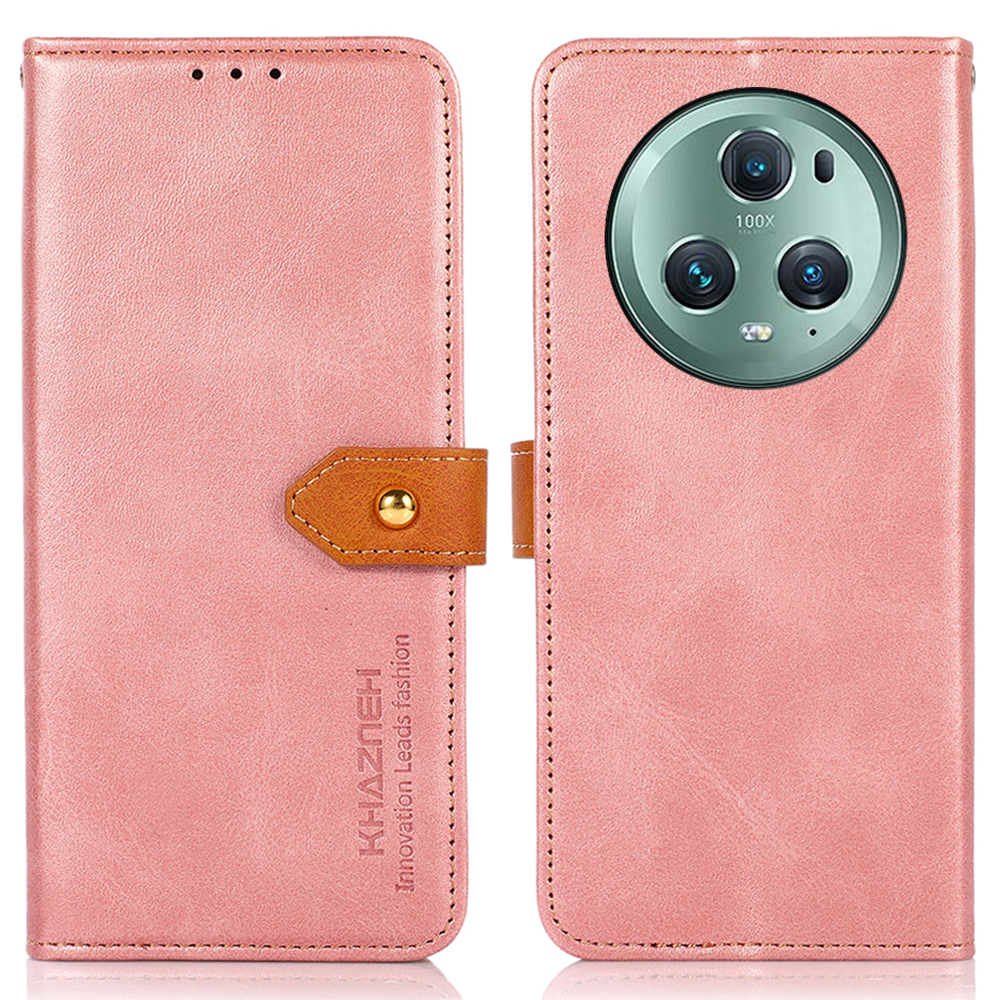 

Khazneh Für Honor Magic5 Pro PU Leder Brieftasche Telefonhülle Goldknopf Magnetischer Stand Cover - Roségold, Honor Magic5 Pro