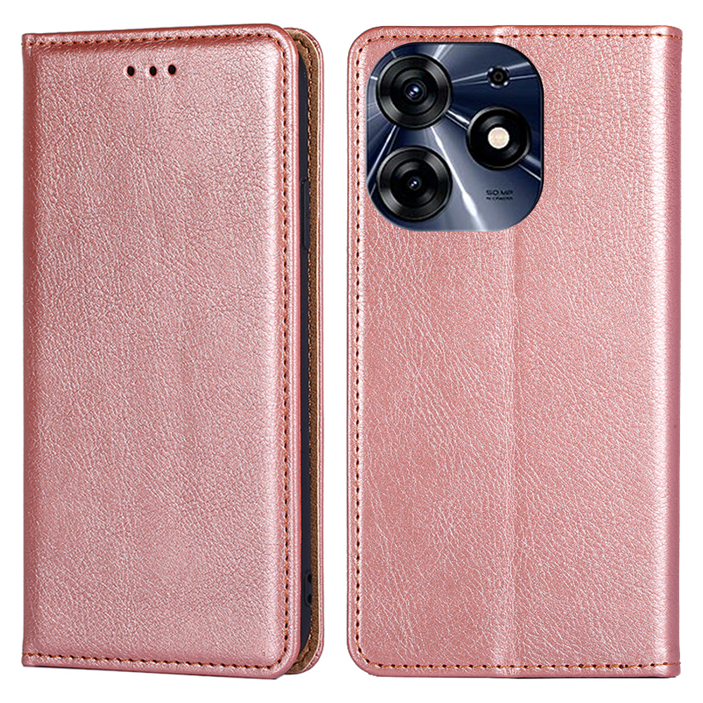 

Für Tecno Spark 10 Pro PU Leder Flip Cover Vollschutz Brieftaschenstand Telefonhülle - Roségold, Tecno Spark 10 Pro