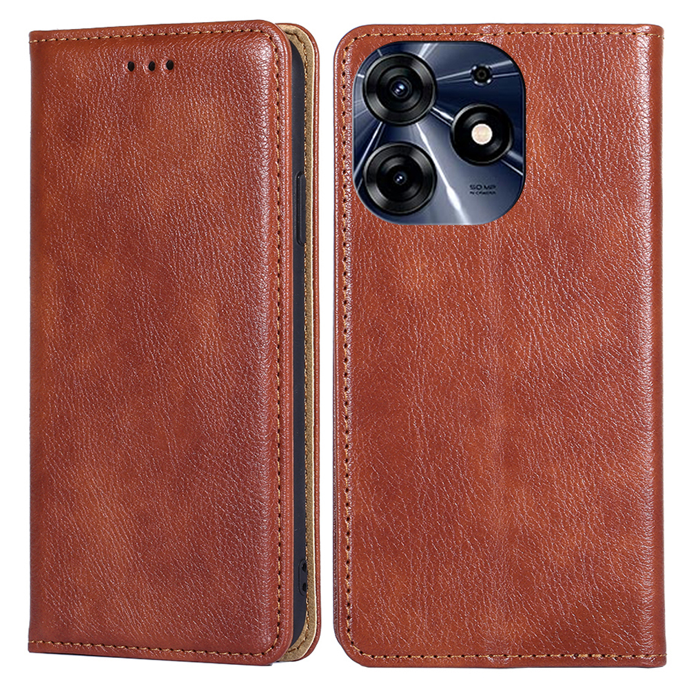 

Für Tecno Spark 10 Pro PU Leder Flip Cover Vollschutz Brieftaschenstand Telefonhülle - Braun, Tecno Spark 10 Pro