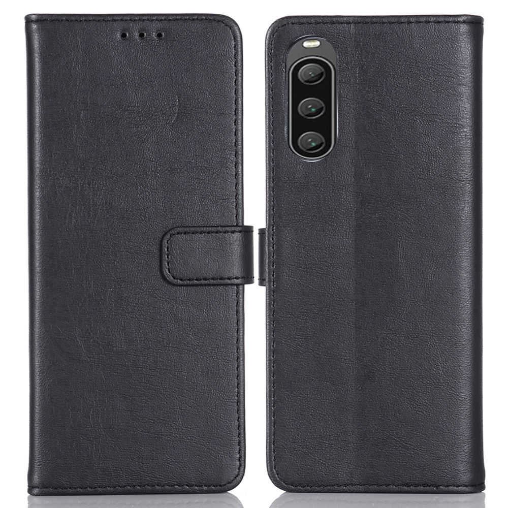 

Crazy Horse Textur Leder Telefonhülle Für Sony Xperia 10 v, Stand Wallet Retro -telefonabdeckung - Schwarz, Sony Xperia 10 V