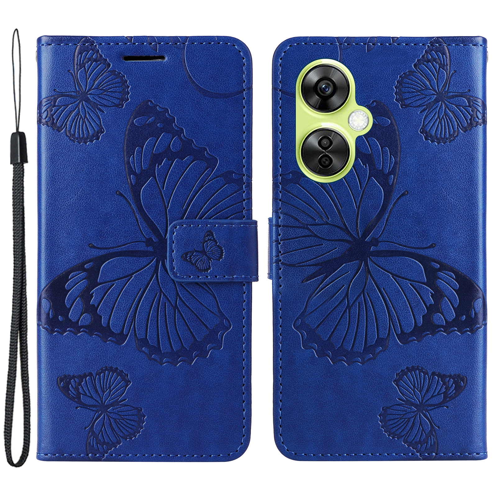 

KT Sprudel Blumenserie-2 Flip Stand Cover Für OnePlus Nord CE 3 Lite 5g, Schmetterlingsblume Geprägte Pu-leder-brieftaschenhülle Pu-leder. - Blau, OnePlus Nord CE 3 Lite 5G
