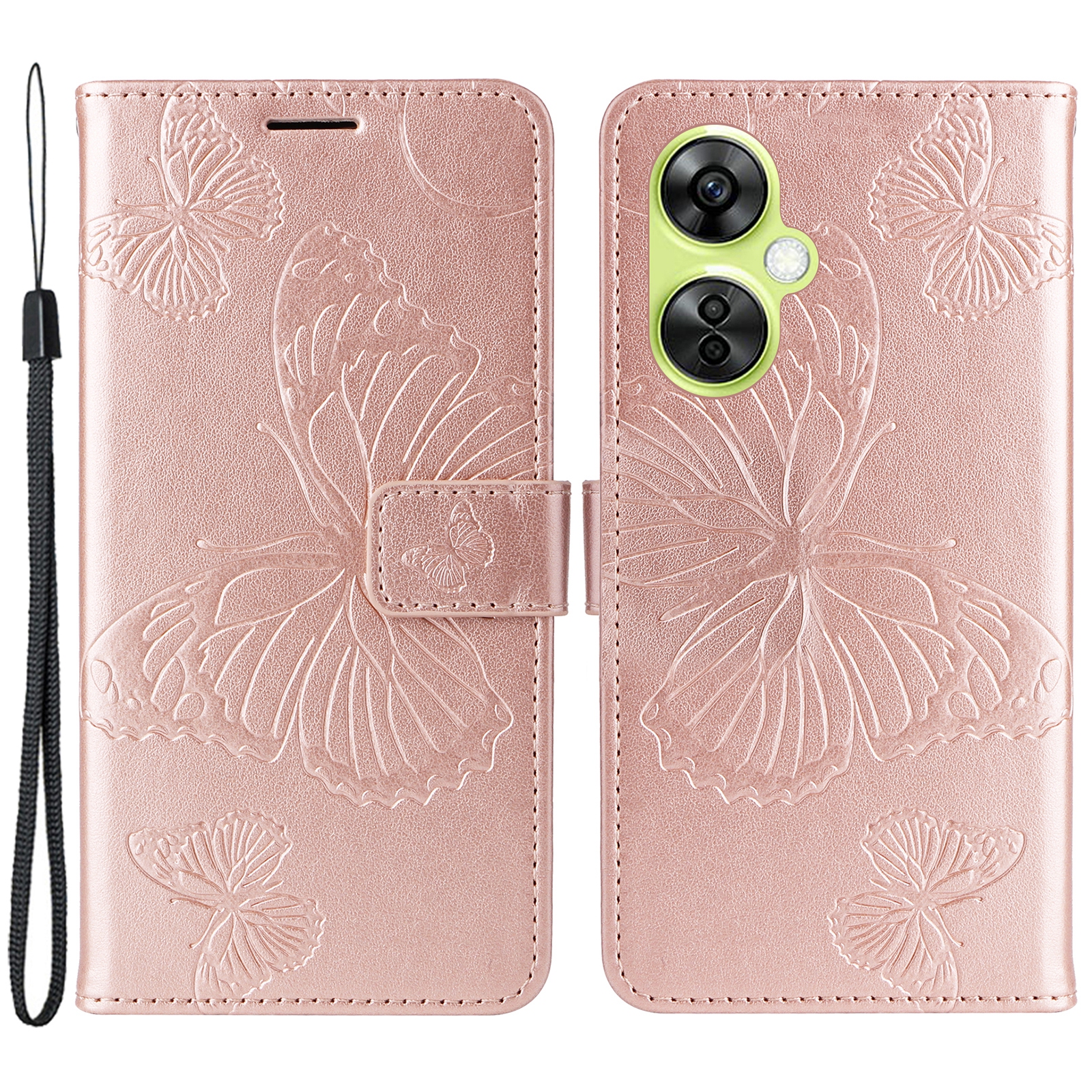 

KT Sprudel Blumenserie-2 Flip Stand Cover Für OnePlus Nord CE 3 Lite 5g, Schmetterlingsblume Geprägte Pu-leder-brieftaschenhülle Pu-leder. - Roségold, OnePlus Nord CE 3 Lite 5G
