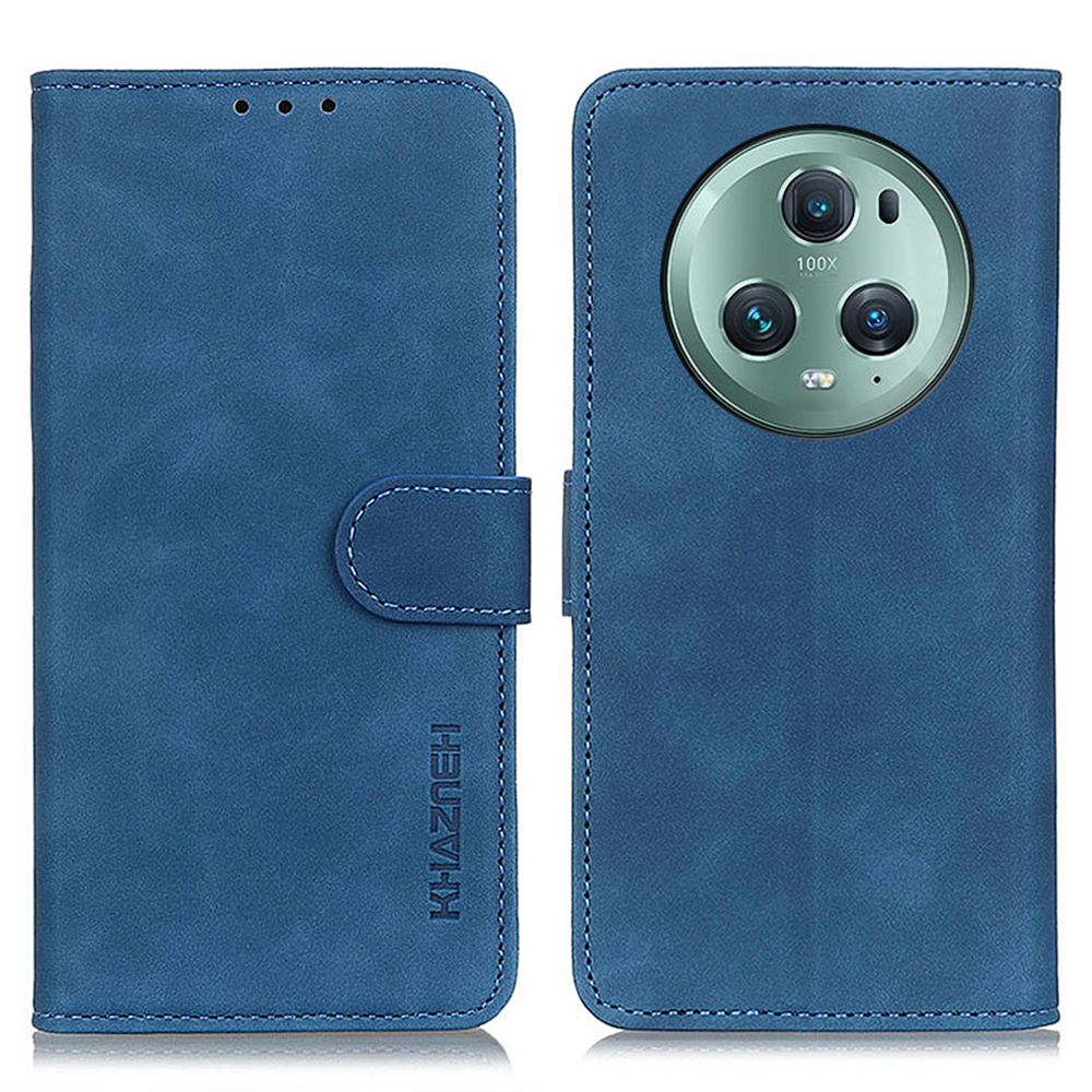 

Khazneh Für Honor Magic5 Pro PU Leder Telefon Hülle Wallet Stand Retro Textur Telefonabdeckung - Blau, Honor Magic5 Pro