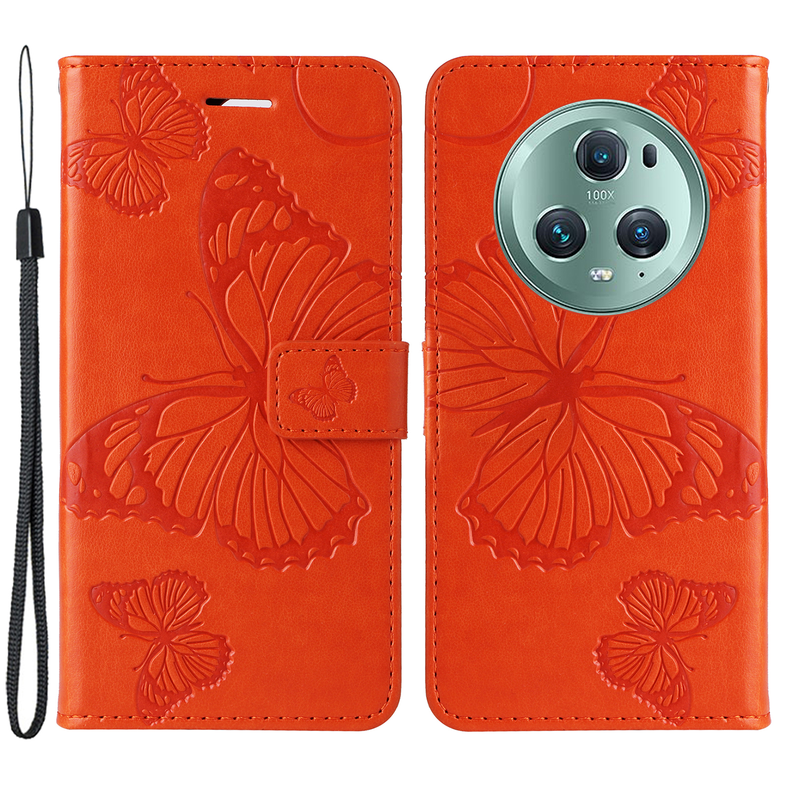 

Kt-sprudelblumen-serie-2 PU Leder Flip Cover Für Honor Magic5 Pro, Stand Butterfly Flower Printed Wallet Phone Hülle - Orange, Honor Magic5 Pro
