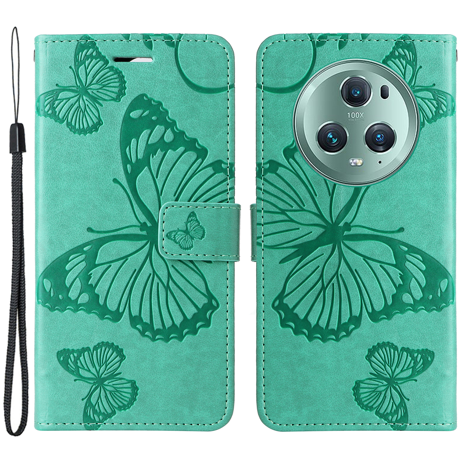 

Kt-sprudelblumen-serie-2 PU Leder Flip Cover Für Honor Magic5 Pro, Stand Butterfly Flower Printed Wallet Phone Hülle - Grün, Honor Magic5 Pro
