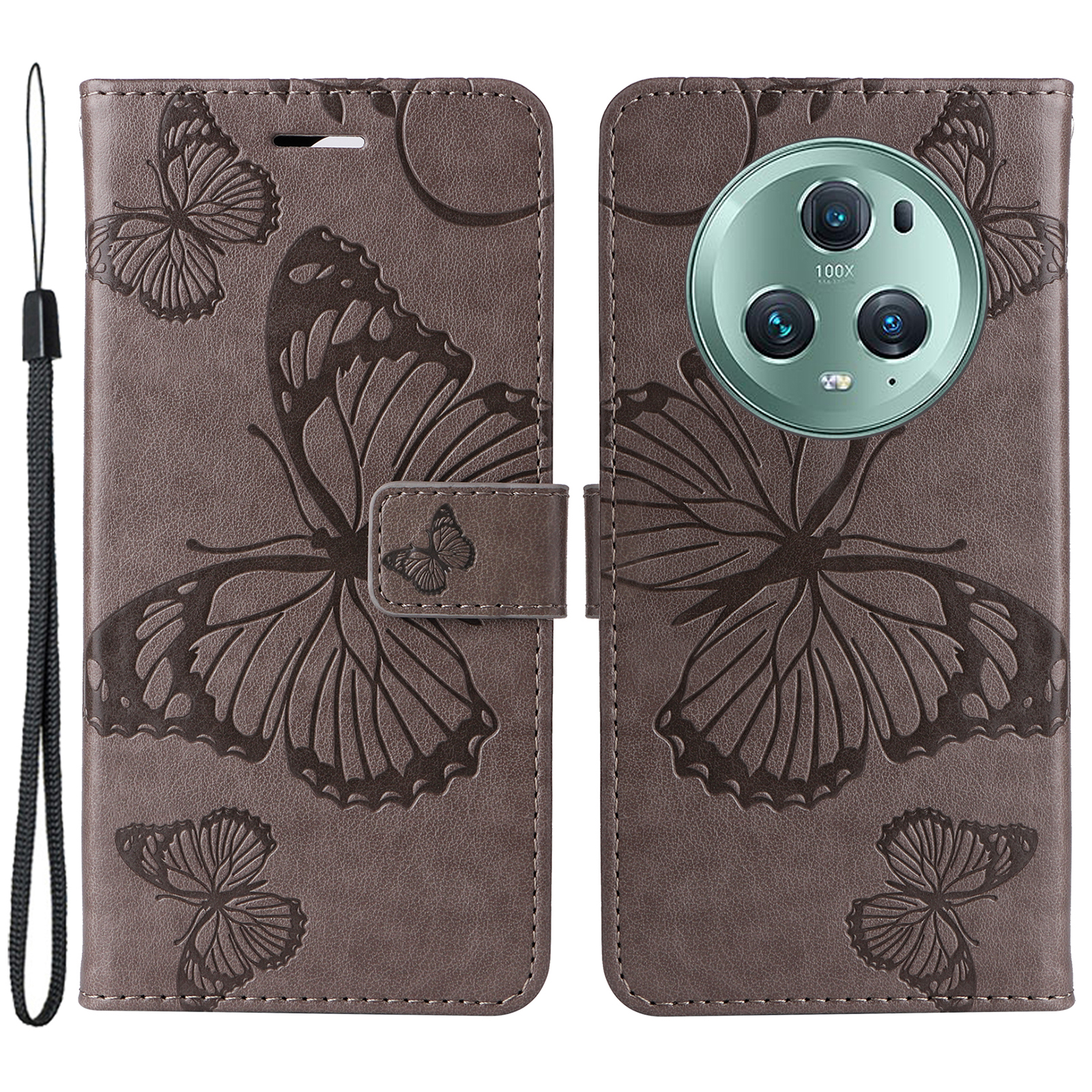 

Kt-sprudelblumen-serie-2 PU Leder Flip Cover Für Honor Magic5 Pro, Stand Butterfly Flower Printed Wallet Phone Hülle - Grau, Honor Magic5 Pro