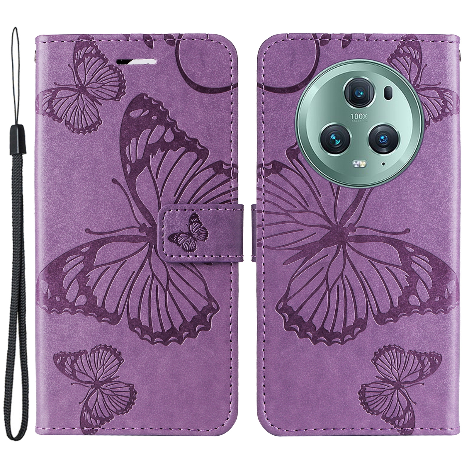 

Kt-sprudelblumen-serie-2 PU Leder Flip Cover Für Honor Magic5 Pro, Stand Butterfly Flower Printed Wallet Phone Hülle - Lila, Honor Magic5 Pro