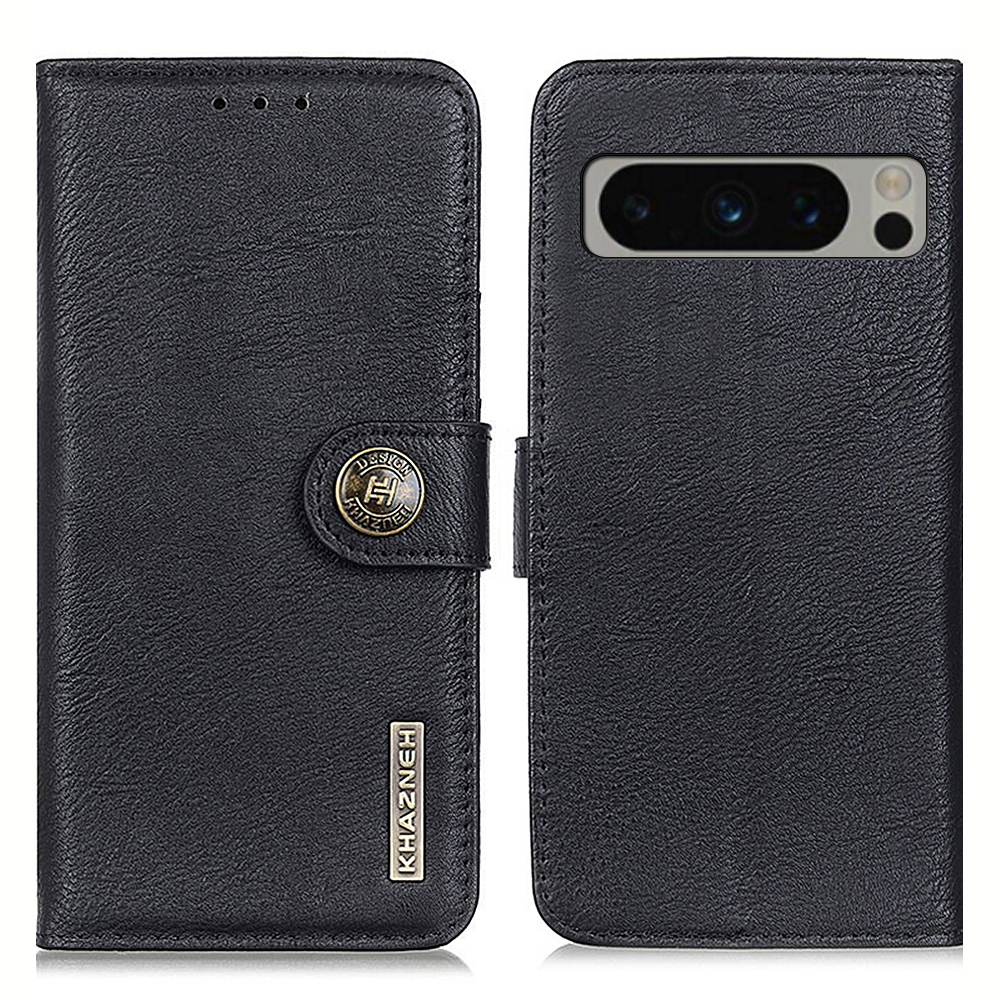 

Khazneh Für Google Pixel 8 Pro Wallet Stand Leder Telefonhülle Cowide Textur Telefonabdeckung - Schwarz, Google Pixel 8 Pro