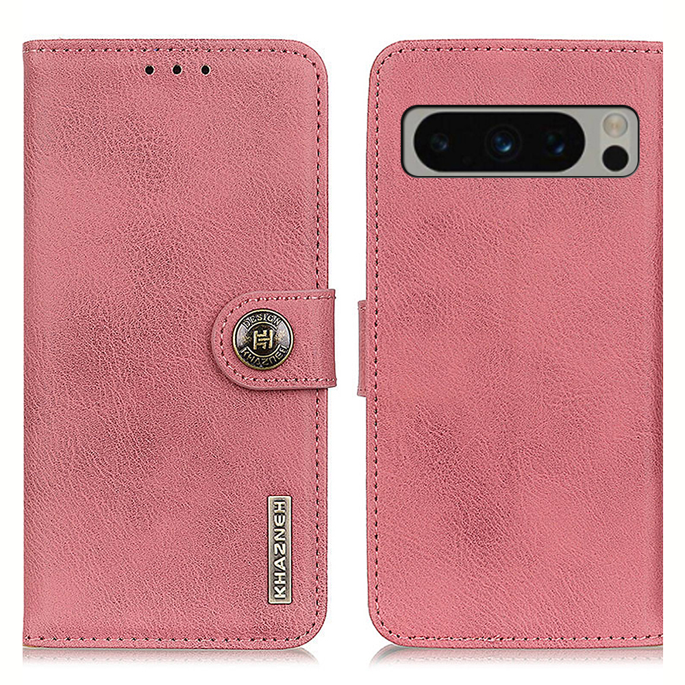 

Khazneh Für Google Pixel 8 Pro Wallet Stand Leder Telefonhülle Cowide Textur Telefonabdeckung - Rosa, Google Pixel 8 Pro