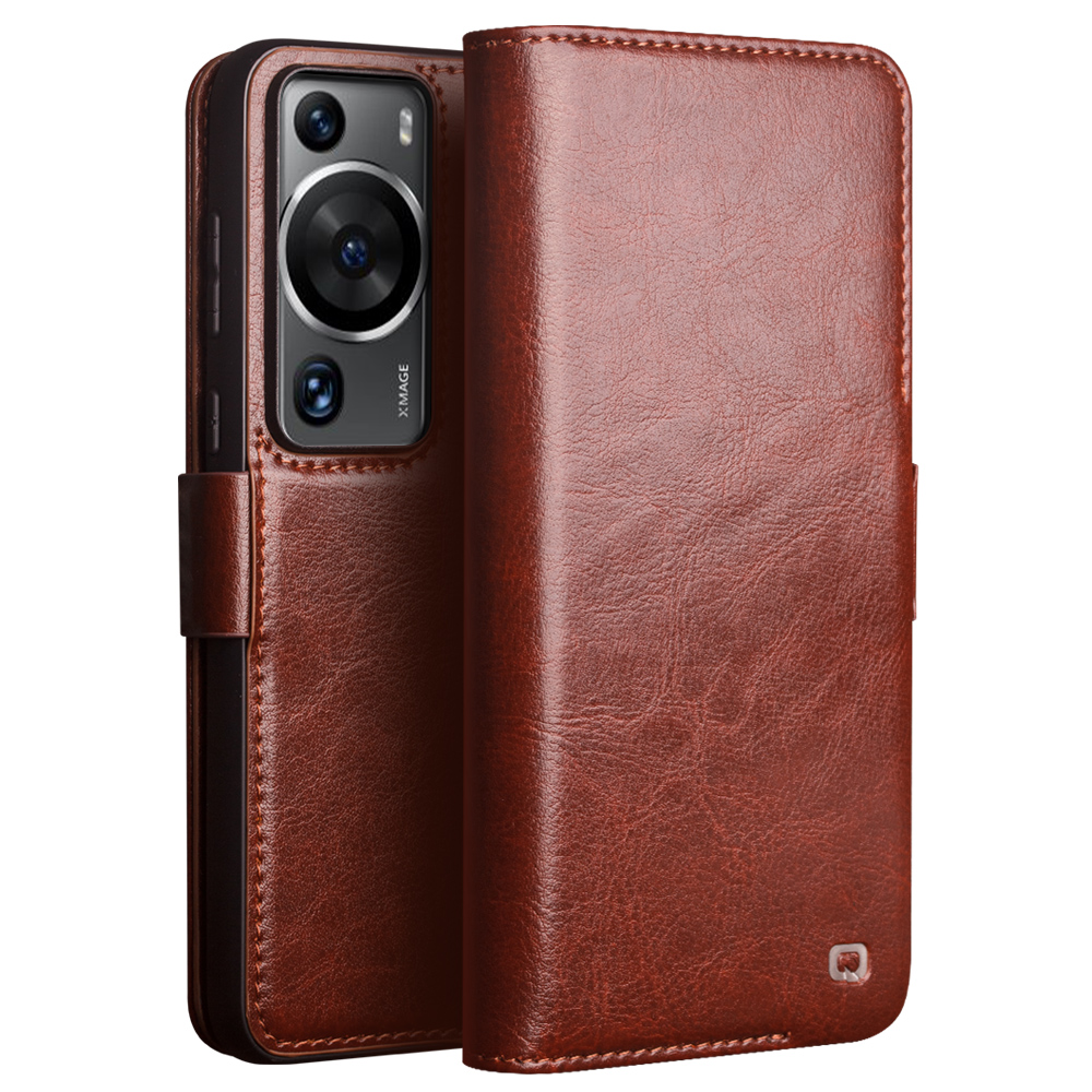 

Qialino Für Huawei P60 Pro Echte Kuh Leder -handy -hülle Wallet Stand Flip Folio Cover - Braun, Huawei P60 Pro