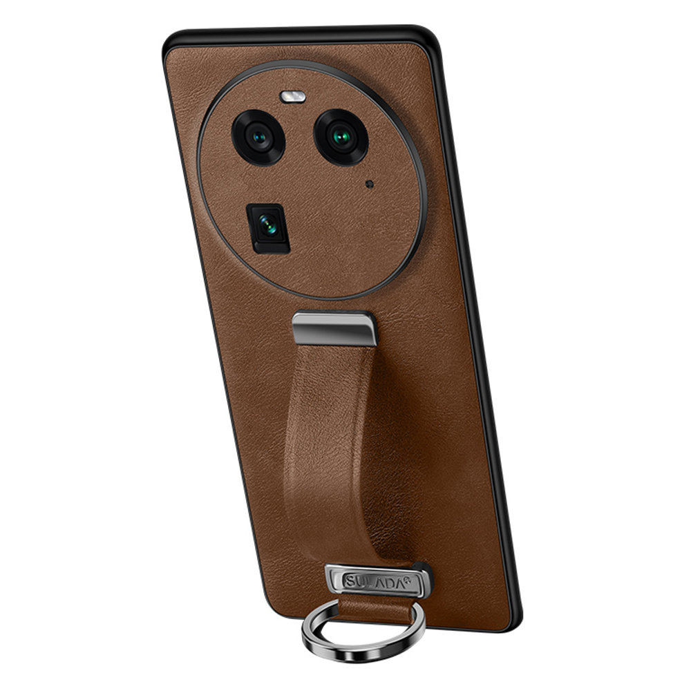 

Sulada Fashion -serie Für Oppo Find X6 Crazy Horse Textur Leder Beschichtetes Rückcover PC + TPU -telefonhülle Mit Einem Einziehbaren Ständer - Braun, Oppo Find X6
