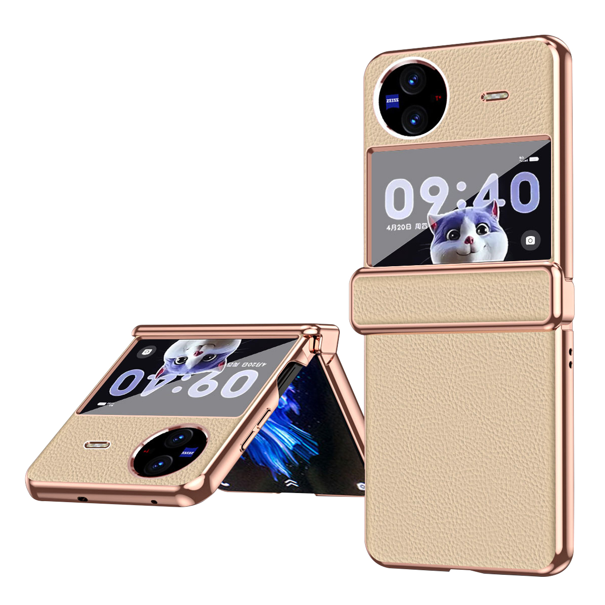 

Elektroplierendes Telefongehäuse Für Vivo X Flip, Litchi Textur PU Leder Beschichtetes PC -faltungs -telefonabdeckung - Champagner Gold, vivo X Flip