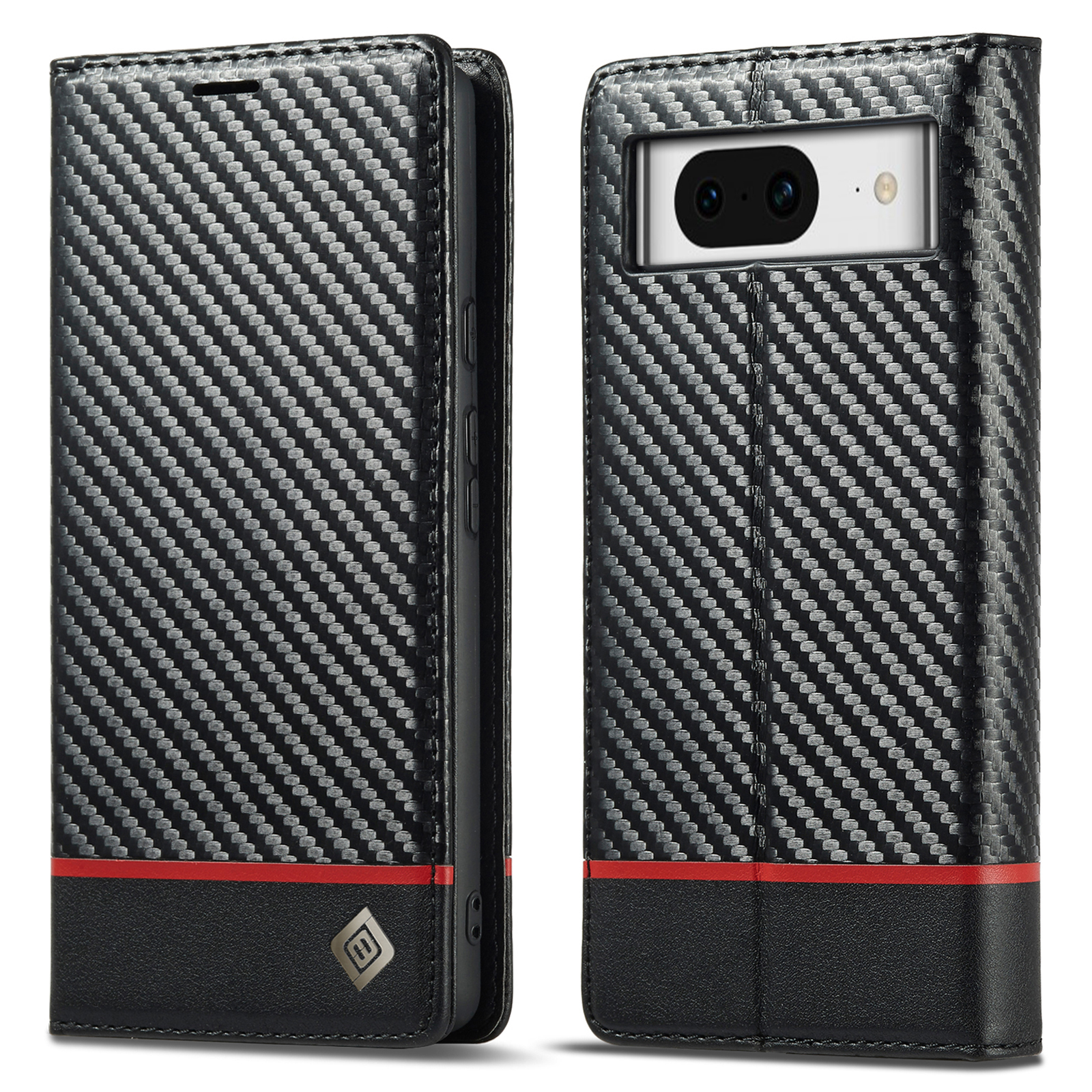

Lc. Imaeke Für Google Pixel 8 Wallet Stand Phone Leder Hülle Kohlefaser Textur Abdeckung - Horizontaler Streifen, Google Pixel 8