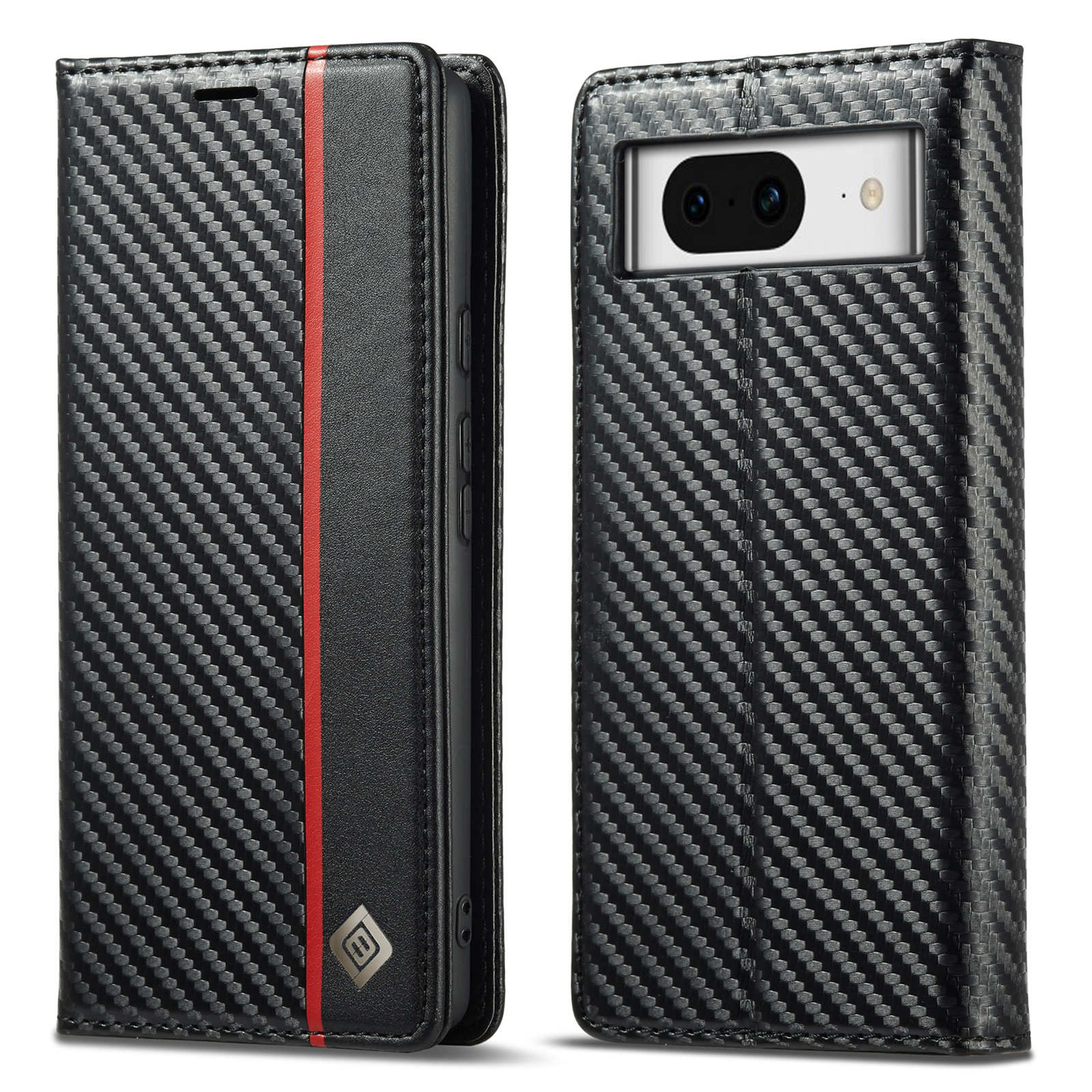 

Lc. Imaeke Für Google Pixel 8 Wallet Stand Phone Leder Hülle Kohlefaser Textur Abdeckung - Vertikaler Streifen, Google Pixel 8