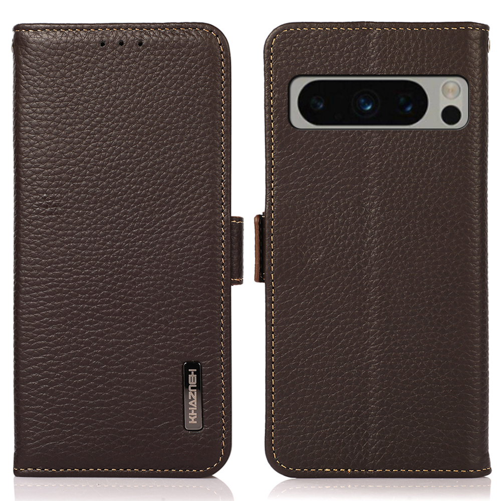 

Khazneh Für Google Pixel 8 Pro RFID Blockierende Telefonhülle Wallet Stand Original Cow Lederabdeckung - Braun, Google Pixel 8 Pro