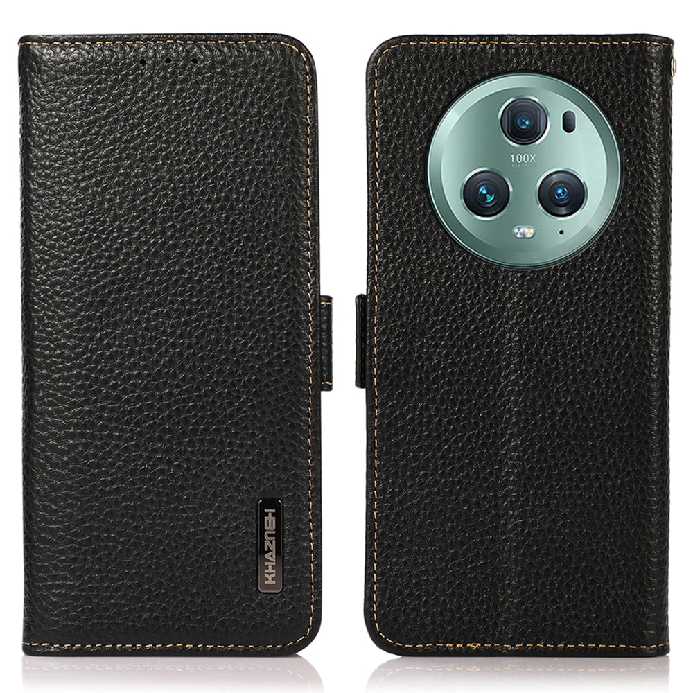 

Khazneh Für Honor Magic5 Pro Rfid Blocking Wallet Phone Hülle Echte Kuhleder -ständer Flip Cover - Schwarz, Honor Magic5 Pro