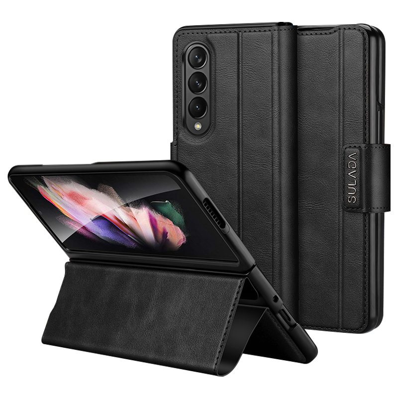 

Sulada Für Samsung Galaxy Z Fold4 5G Schutzpu Lederabdeckung Anti-drop-stand Telefonhülle - Schwarz, Galaxy Z Fold4 5G