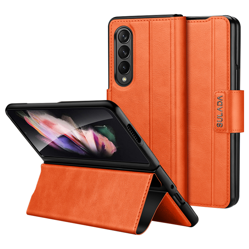 

Sulada Für Samsung Galaxy Z Fold4 5G Schutzpu Lederabdeckung Anti-drop-stand Telefonhülle - Orange, Galaxy Z Fold4 5G