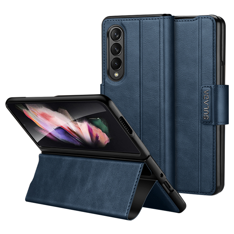 

Sulada Für Samsung Galaxy Z Fold4 5G Schutzpu Lederabdeckung Anti-drop-stand Telefonhülle - Saphir, Galaxy Z Fold4 5G