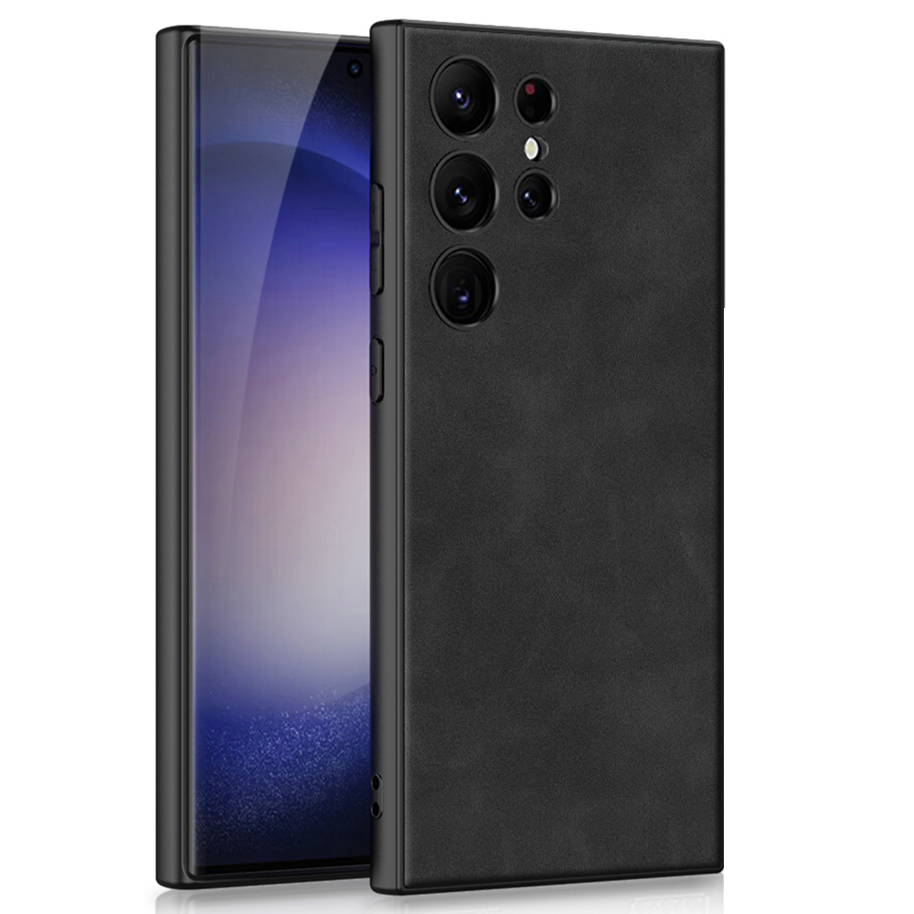 

GKK Für Samsung Galaxy S23 Ultra Matt Phone Hülle PU -lederbeschichtete TPU+PC -abdeckung - Schwarz, Galaxy S23 Ultra