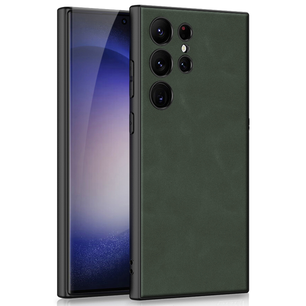 

GKK Für Samsung Galaxy S23 Ultra Matt Phone Hülle PU -lederbeschichtete TPU+PC -abdeckung - Grün, Galaxy S23 Ultra