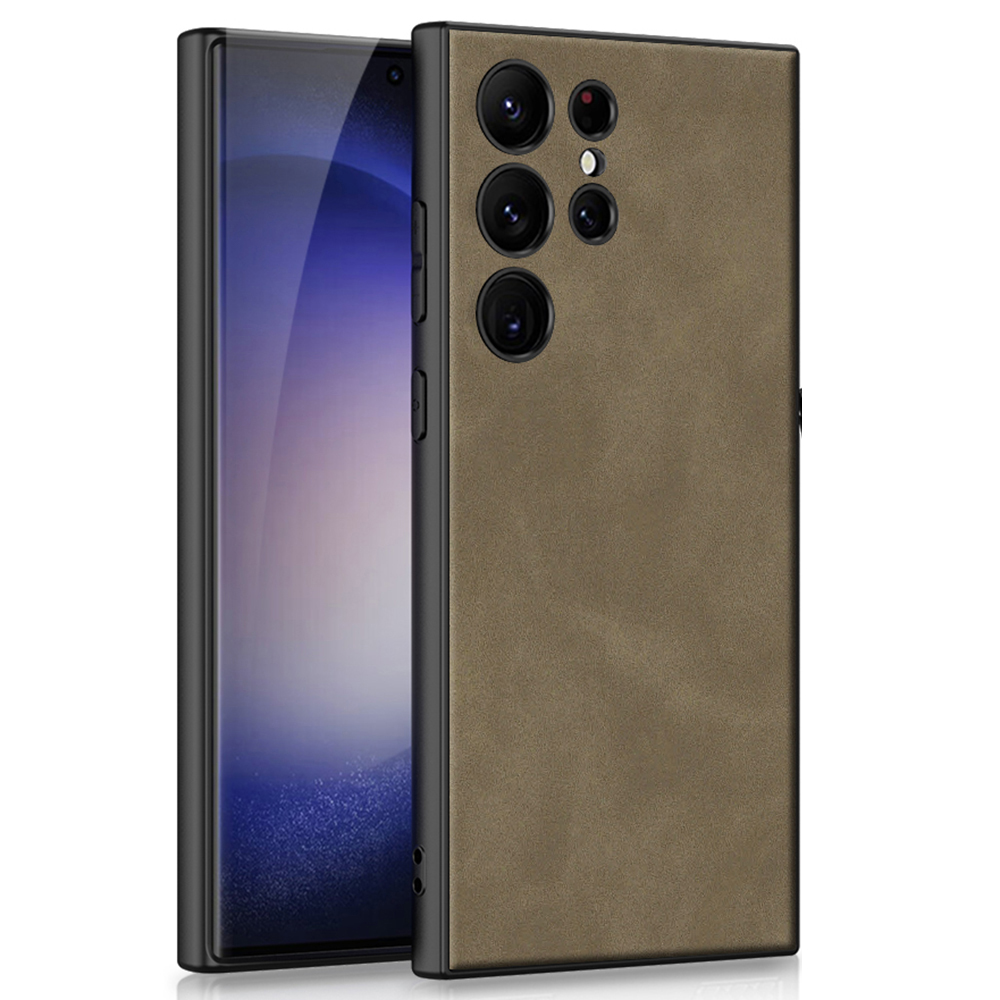 

GKK Für Samsung Galaxy S23 Ultra Matt Phone Hülle PU -lederbeschichtete TPU+PC -abdeckung - Braun, Galaxy S23 Ultra