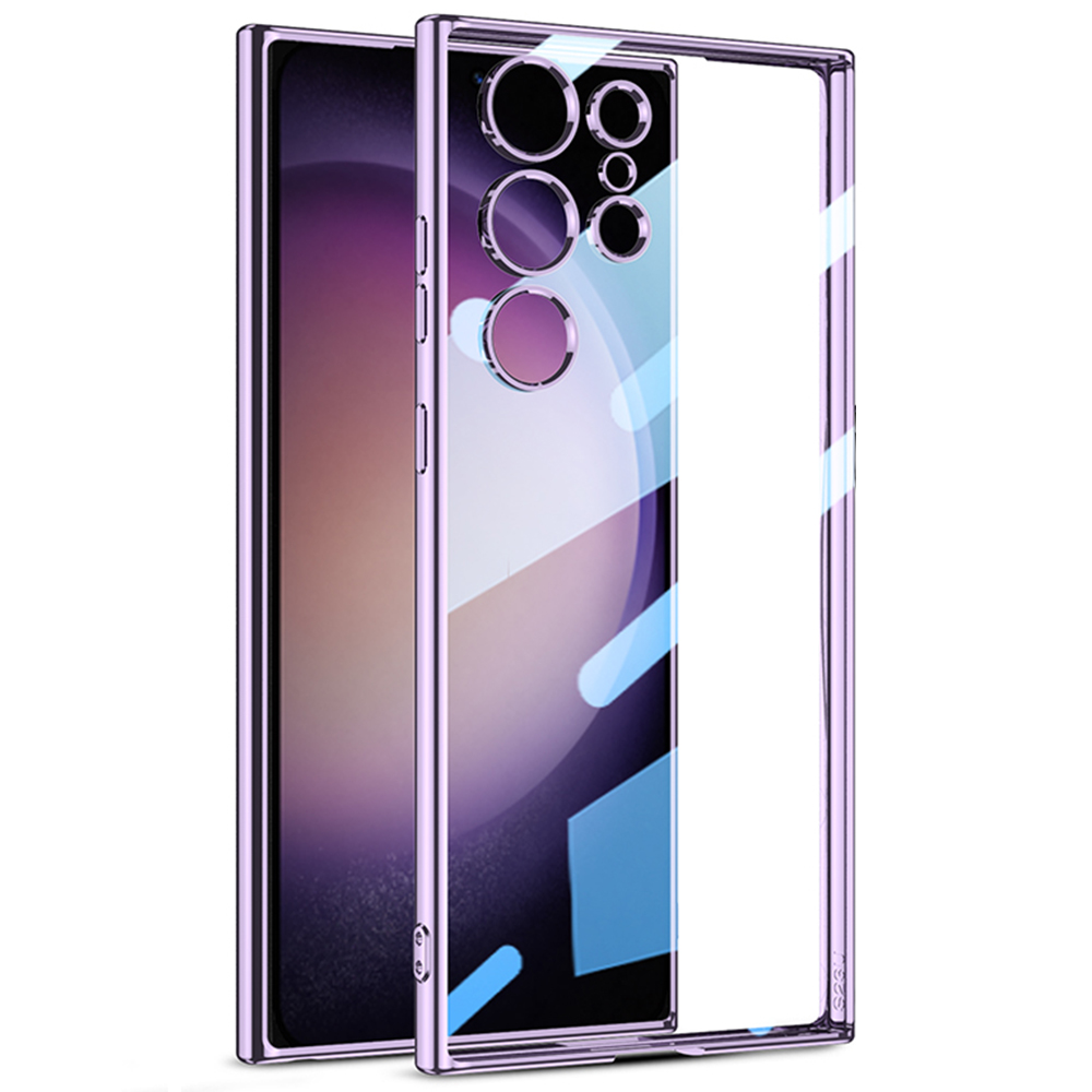 

GKK Für Samsung Galaxy S23 Ultra Clear TPU Phone Hülle Elektroplattierte Kantenschockschutzschutzabdeckung - Lila, Galaxy S23 Ultra
