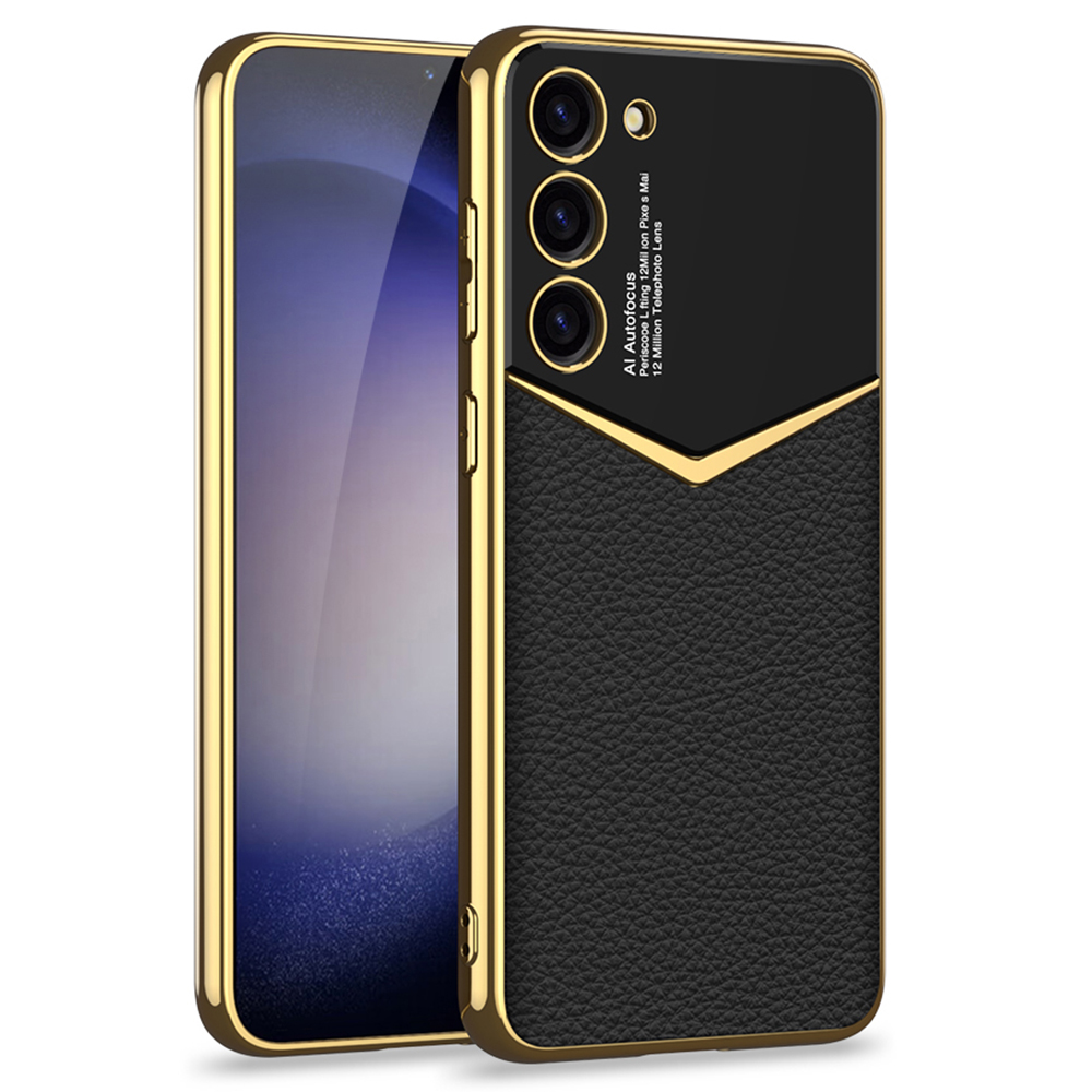 

GKK Für Samsung Galaxy S23+ Elektroplatte Telefonhülle PU -leder -pc+ Tpu -telefonabdeckung - Schwarz, Galaxy S23+