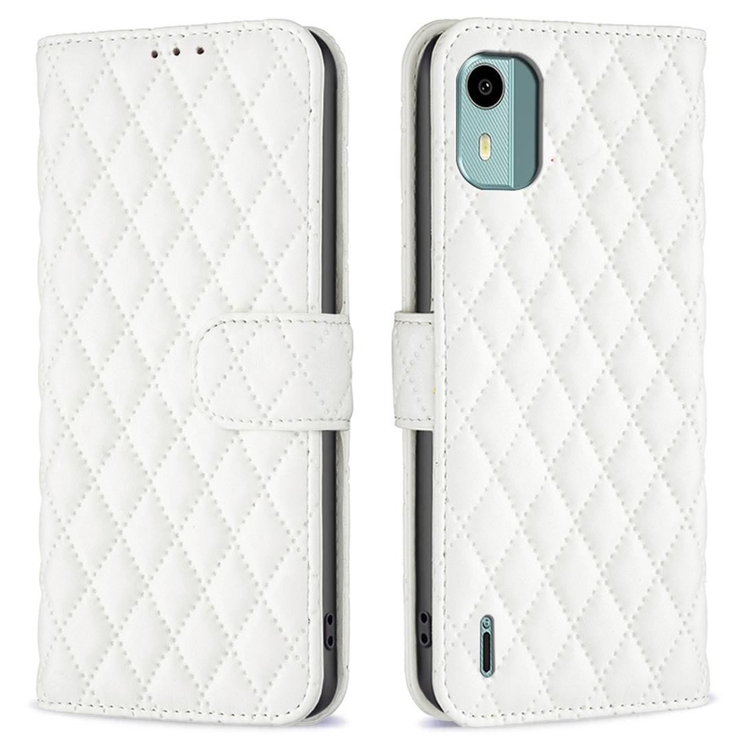 

Binfen Color BF Style-14 Für Nokia C12 4G Eingeprägte PU Leder Anti-drogen-telefonhülle Wallet Stand Cover - Weiss, Nokia C12 4G