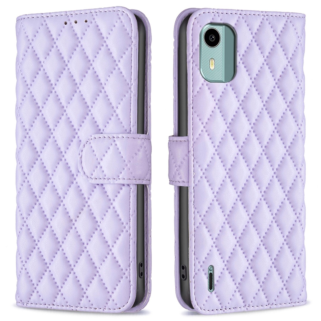 

Binfen Color BF Style-14 Für Nokia C12 4G Eingeprägte PU Leder Anti-drogen-telefonhülle Wallet Stand Cover - Lila, Nokia C12 4G