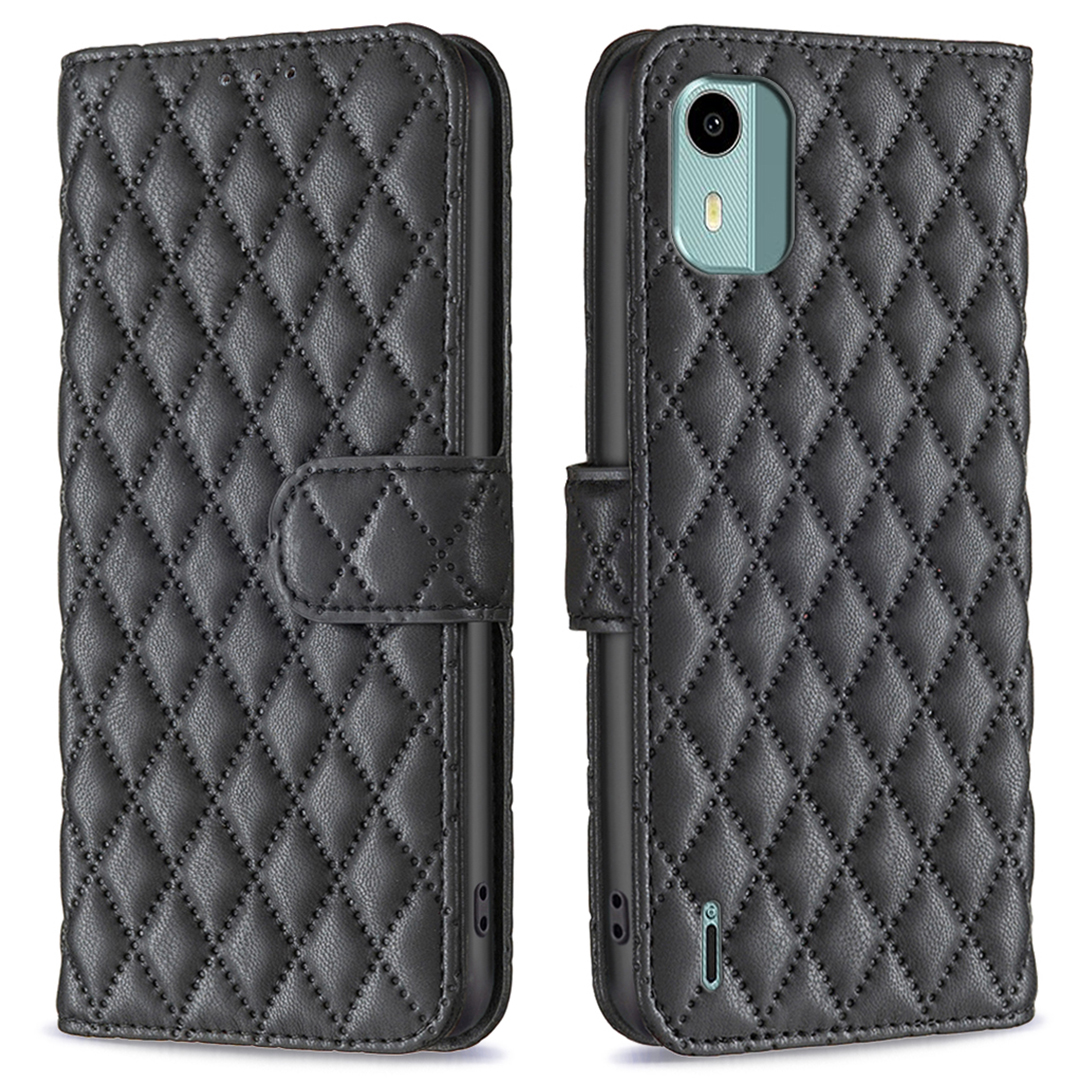 

Binfen Color BF Style-14 Für Nokia C12 4G Eingeprägte PU Leder Anti-drogen-telefonhülle Wallet Stand Cover - Schwarz, Nokia C12 4G