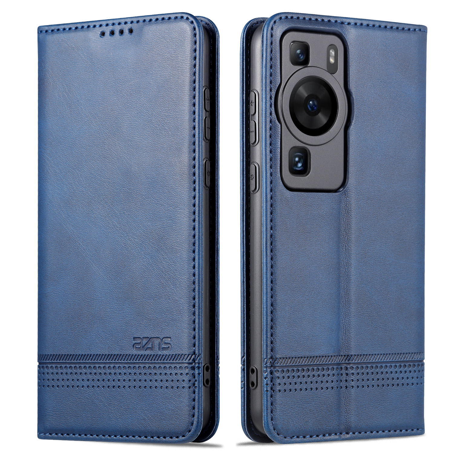 

Azns Für Huawei P60 / P60 Pro PU Leder Telefon Hülle Wallet Stand Anti-scratch-smartphone-abdeckung - Blau, Huawei P60