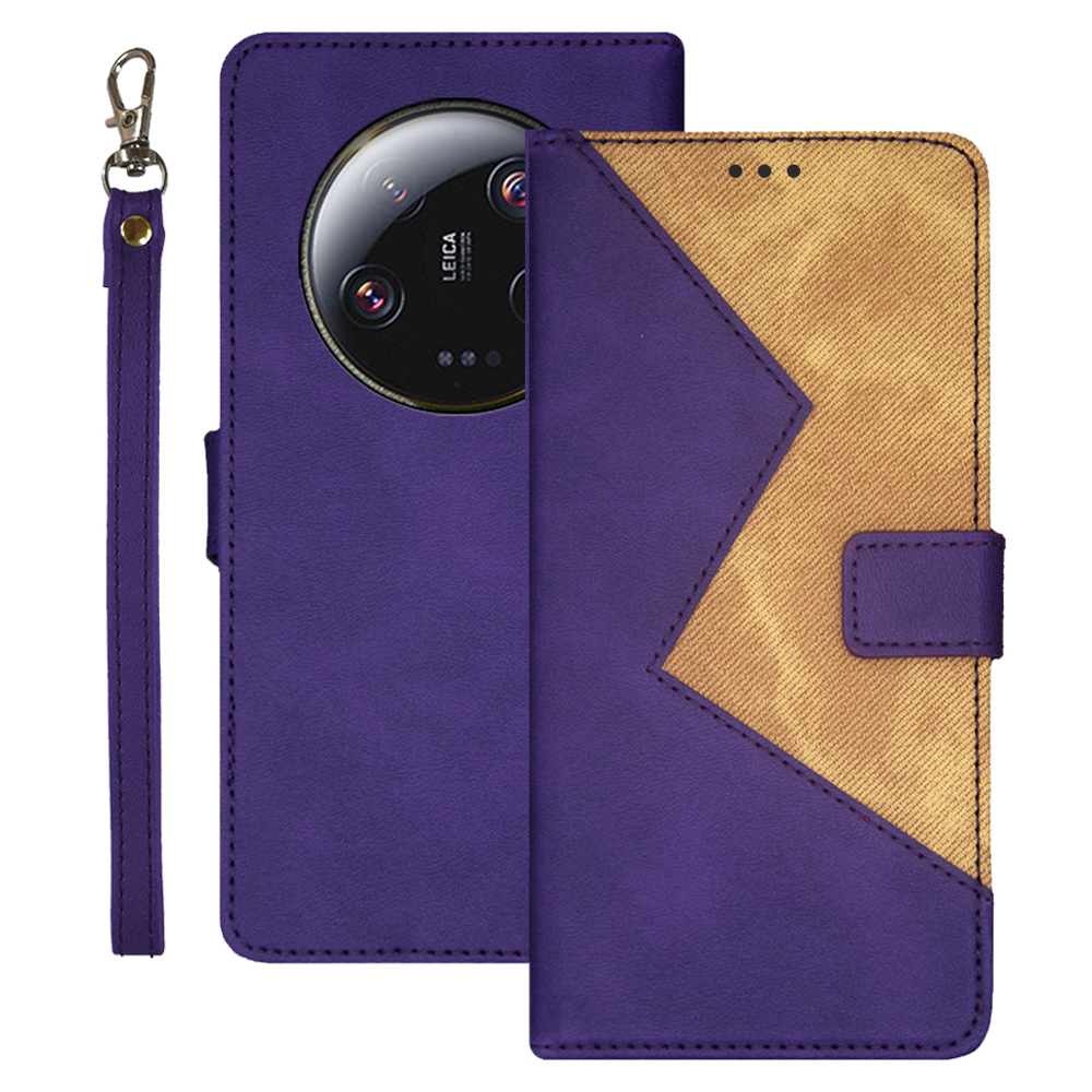 

IDEWEI Für Xiaomi 13 Ultra -farbspleischung Leder -handy -karten -karten -slots Telefonständer Cover - Lila, Xiaomi 13 Ultra
