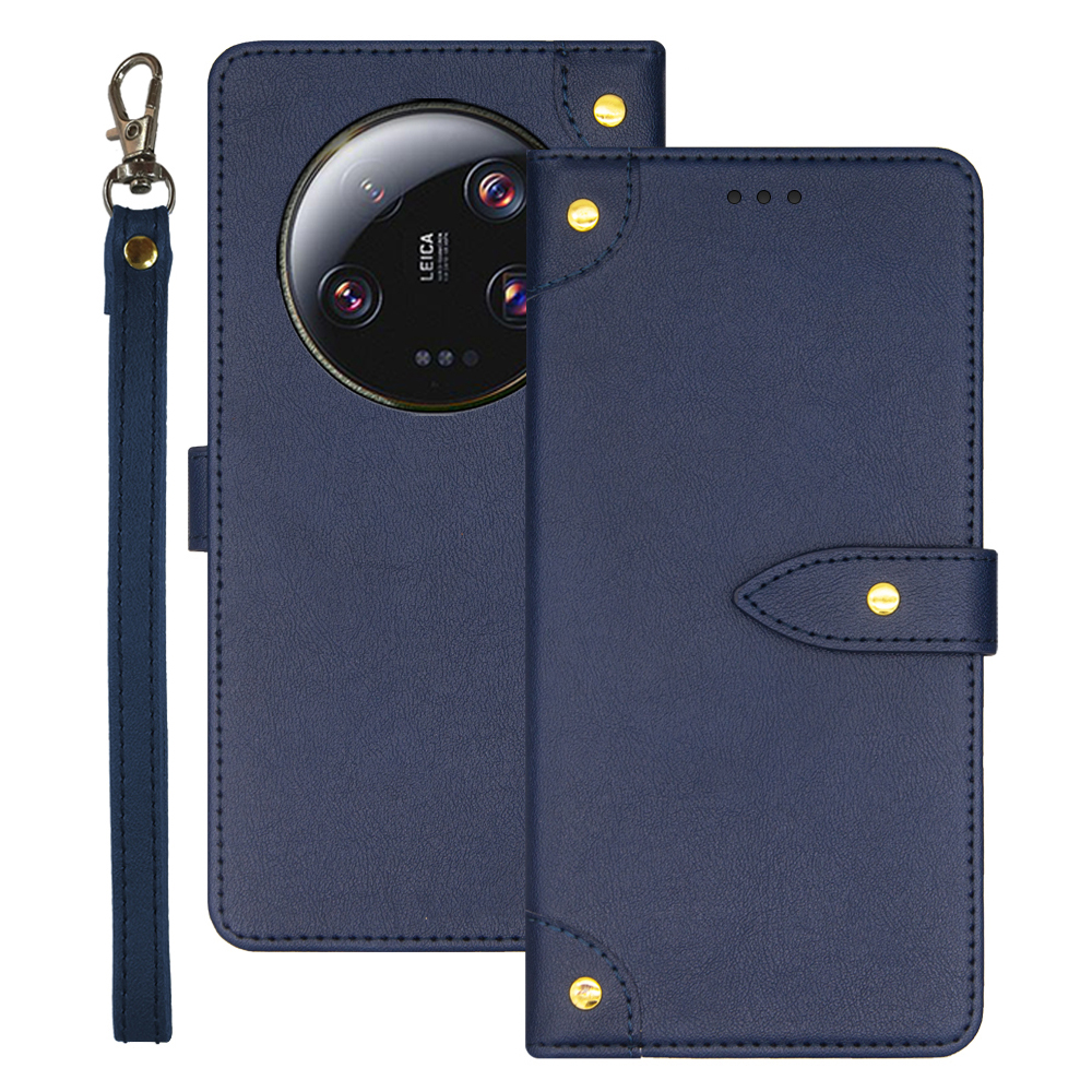 

IDEWEI Für Xiaomi 13 Ultra PU Leder Schutzabdeckung Flip Stand Card Halter Telefonhülle - Blau, Xiaomi 13 Ultra
