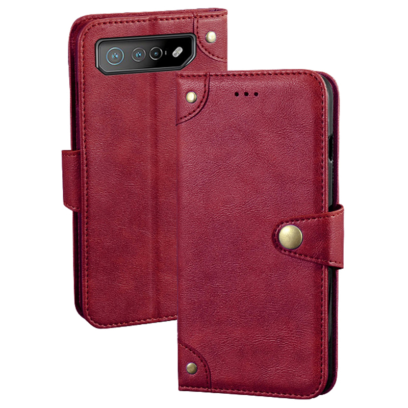 

IDEWEI Für Asus Rog Telefon 7 5G Telefon Brieftasche PU Leder Anti-scratch-ständer Cover - Rot, Asus ROG Phone 7 5G
