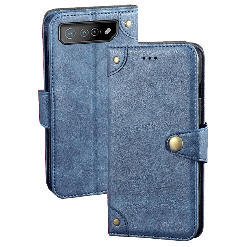 

IDEWEI Für Asus Rog Telefon 7 5G Telefon Brieftasche PU Leder Anti-scratch-ständer Cover - Blau, Asus ROG Phone 7 5G