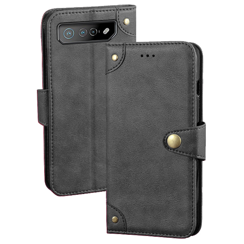 

IDEWEI Für Asus Rog Telefon 7 5G Telefon Brieftasche PU Leder Anti-scratch-ständer Cover - Schwarz, Asus ROG Phone 7 5G