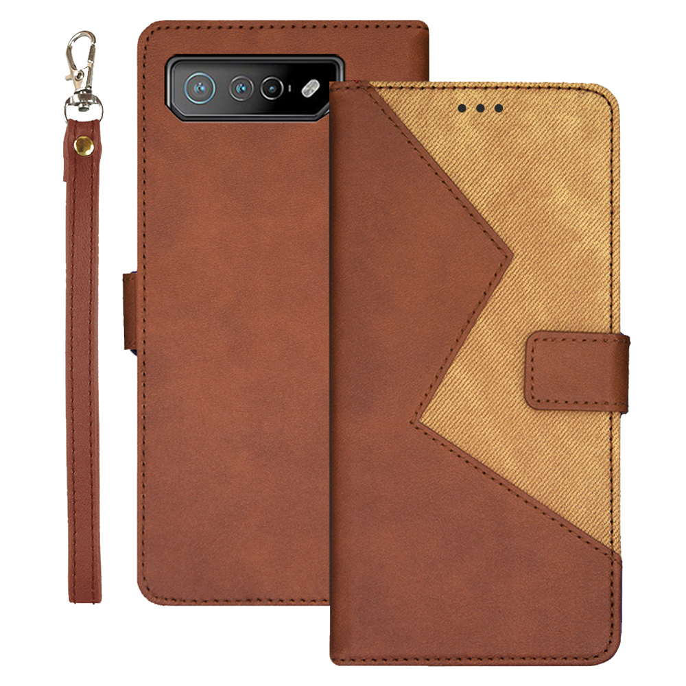 

IDEWEI Für Asus Rog Telefon 7 5G Kartenhalter Telefon Hülle PU Lederständer Farbspleißabdeckung - Braun, Asus ROG Phone 7 5G