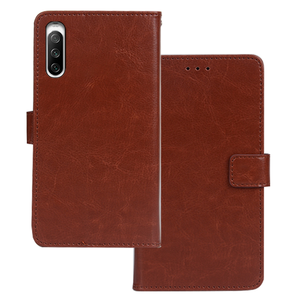 

Idewei Für Sony Xperia 10 V Leder Ständer Case Crazy Horse Texture Telefon Brieftasche Abdeckung - Braun, Sony Xperia 10 V