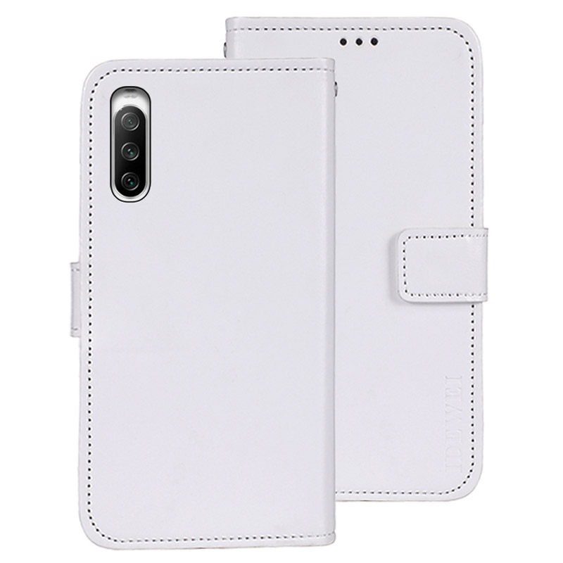 

Idewei Für Sony Xperia 10 V Wallet PU Lederstand Hülle Crazy Horse Texture Telefonabdeckung - Weiss, Sony Xperia 10 V