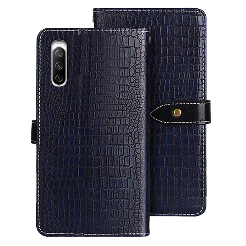 

Idewei Für Sony Xperia 10 V PU Leder Telefonhülle Krokodiltextur Brieftasche Cover - Blau, Sony Xperia 10 V